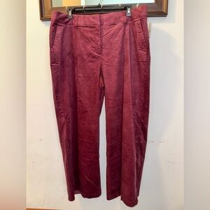 NWT Lane Bryant Corduroy Mid Rise Trouser Wide Leg Pant Size 22